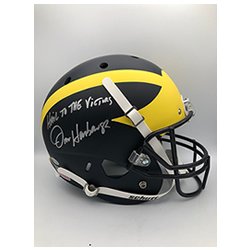 Jim Harbaugh Autographed Signed Michigan Wolverines Schutt Full Size Replica Helmet with Hail to the Victors Inscription - Beckett Authentic
