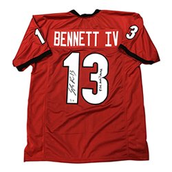 Stetson Bennett IV Autographed Signed Georgia Bulldogs Custom Red #13 Jersey with The Mailman Inscription - Beckett QR Authentic
