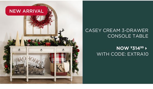 Casey Cream 3-Drawer Console Table