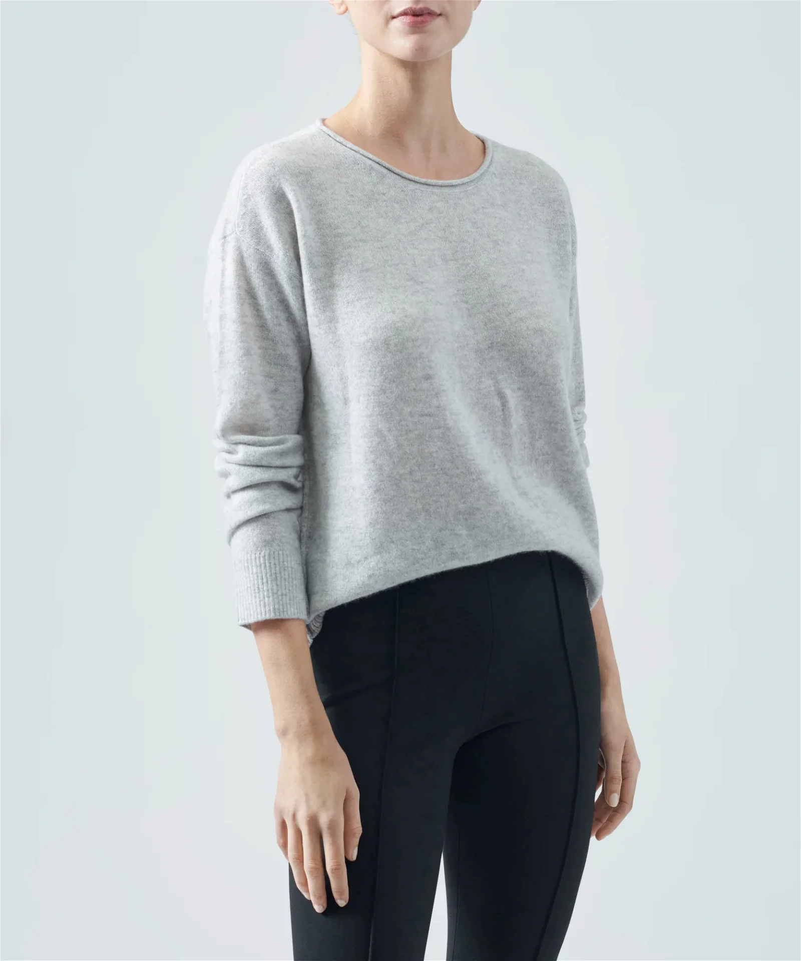 Image of Recycled Cashmere Drop Shoulder Sweater - Heather Silver