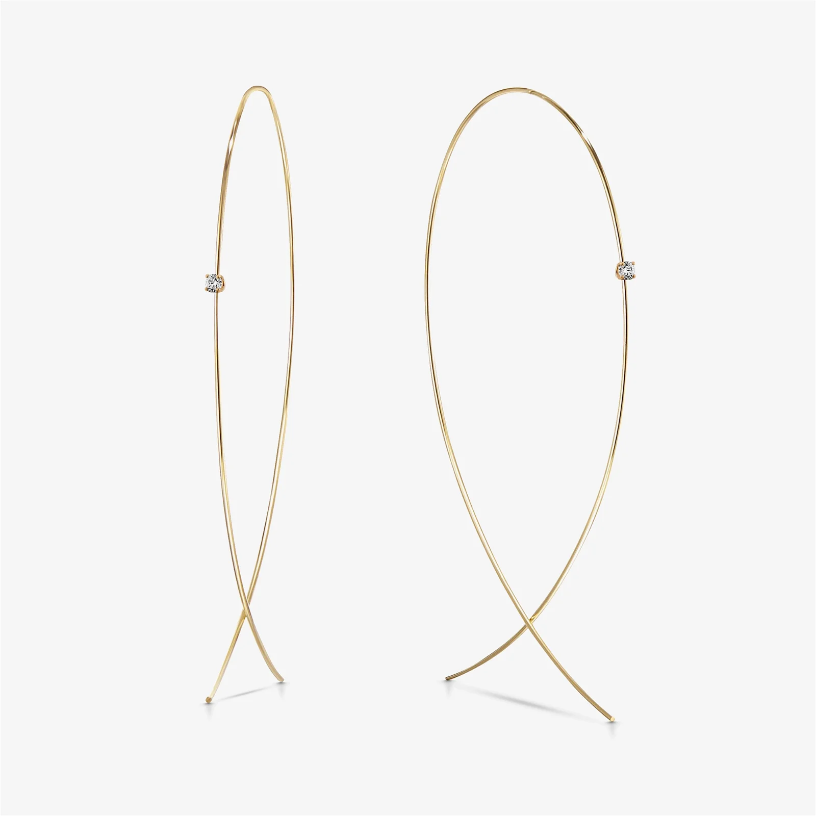 Large Upside Down Hoops with Diamonds