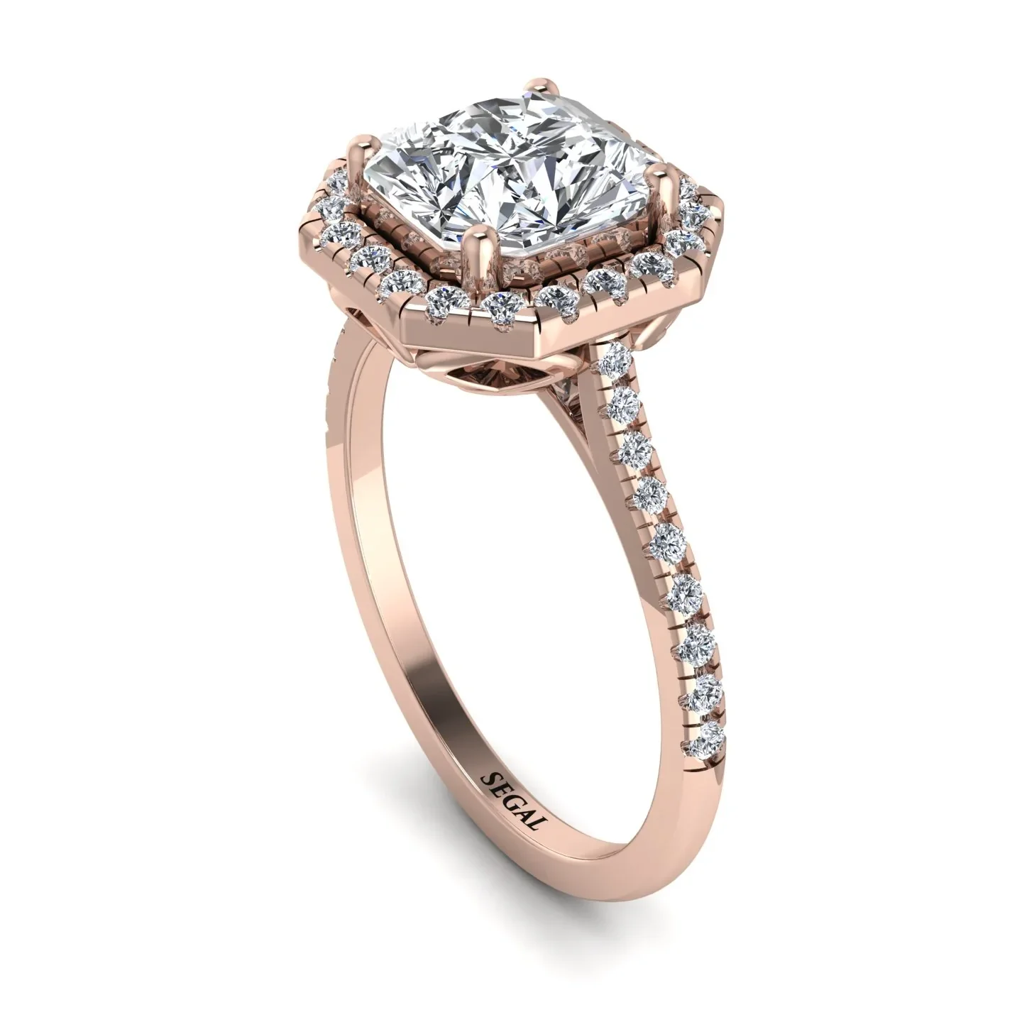 Image of Gorgeous Radiant Cut Diamond Pave Engagement Ring With Hidden Stone - Felicity No. 2