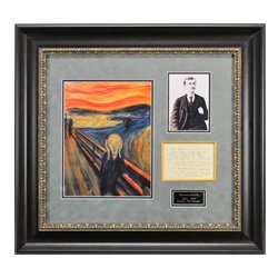 Edvard Munch Autographed Signed Authentic & Framed 4X5.5 Letter The Scream Display Beckett
