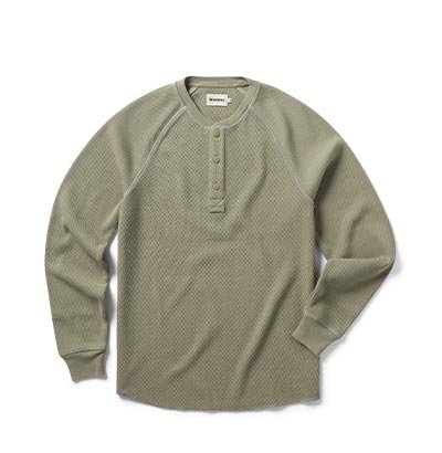 The Heavy Bag Waffle Henley in Army