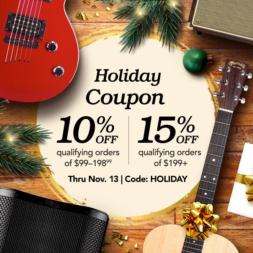 Holiday Coupon, 10% off qualifying orders of $99–198.99. 15% off qualifying orders of $199+ Thru 11/13. Code: HOLIDAY. Shop Now or call 877-560-3807