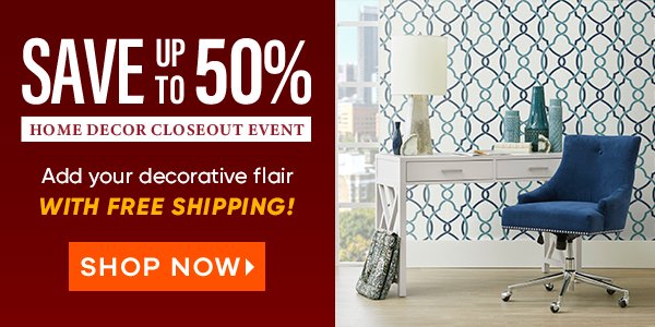 Save up to 50% off home decor