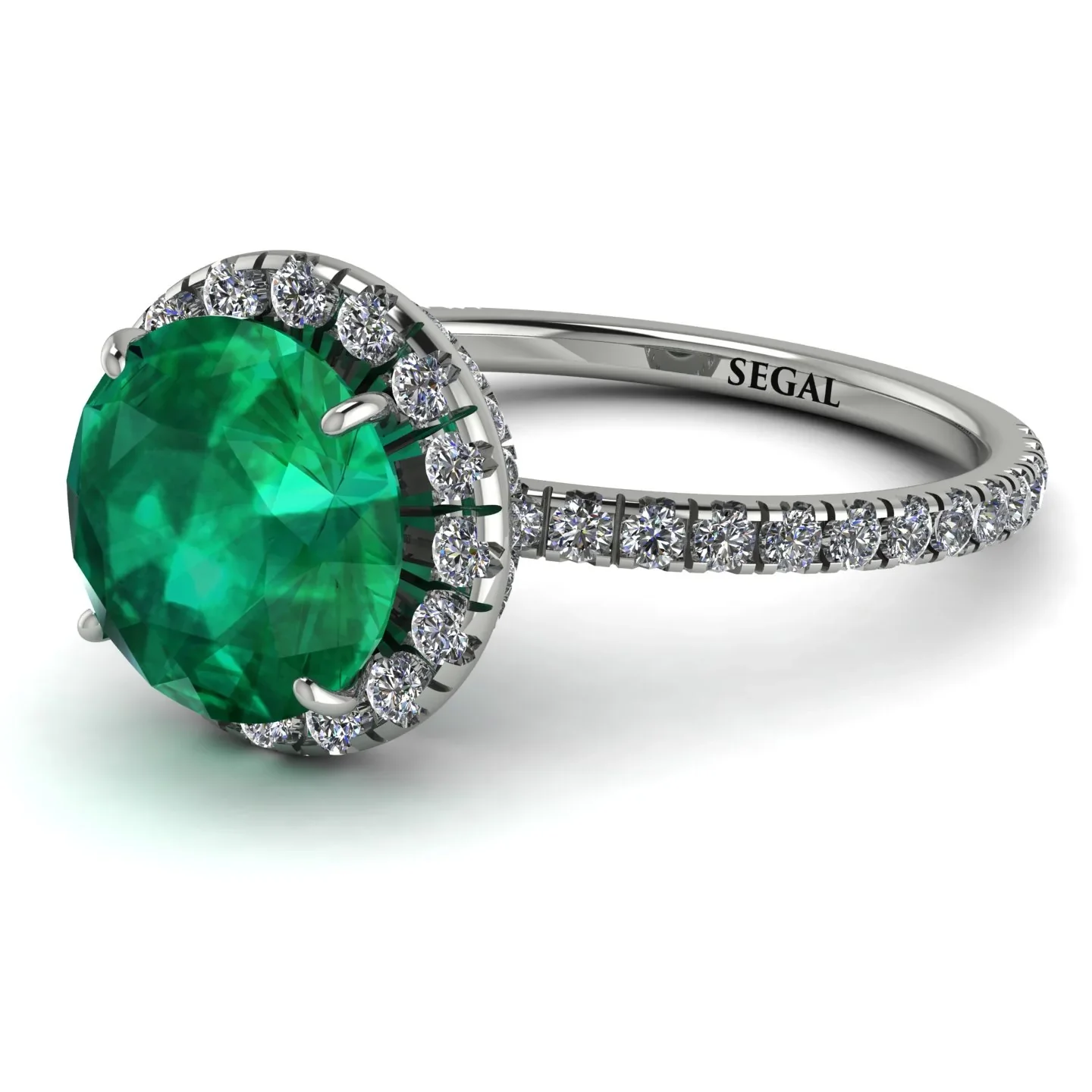 Image of 2ct Big Double Hidden Halo Emerald Engagement Ring - Catalina No. 6
