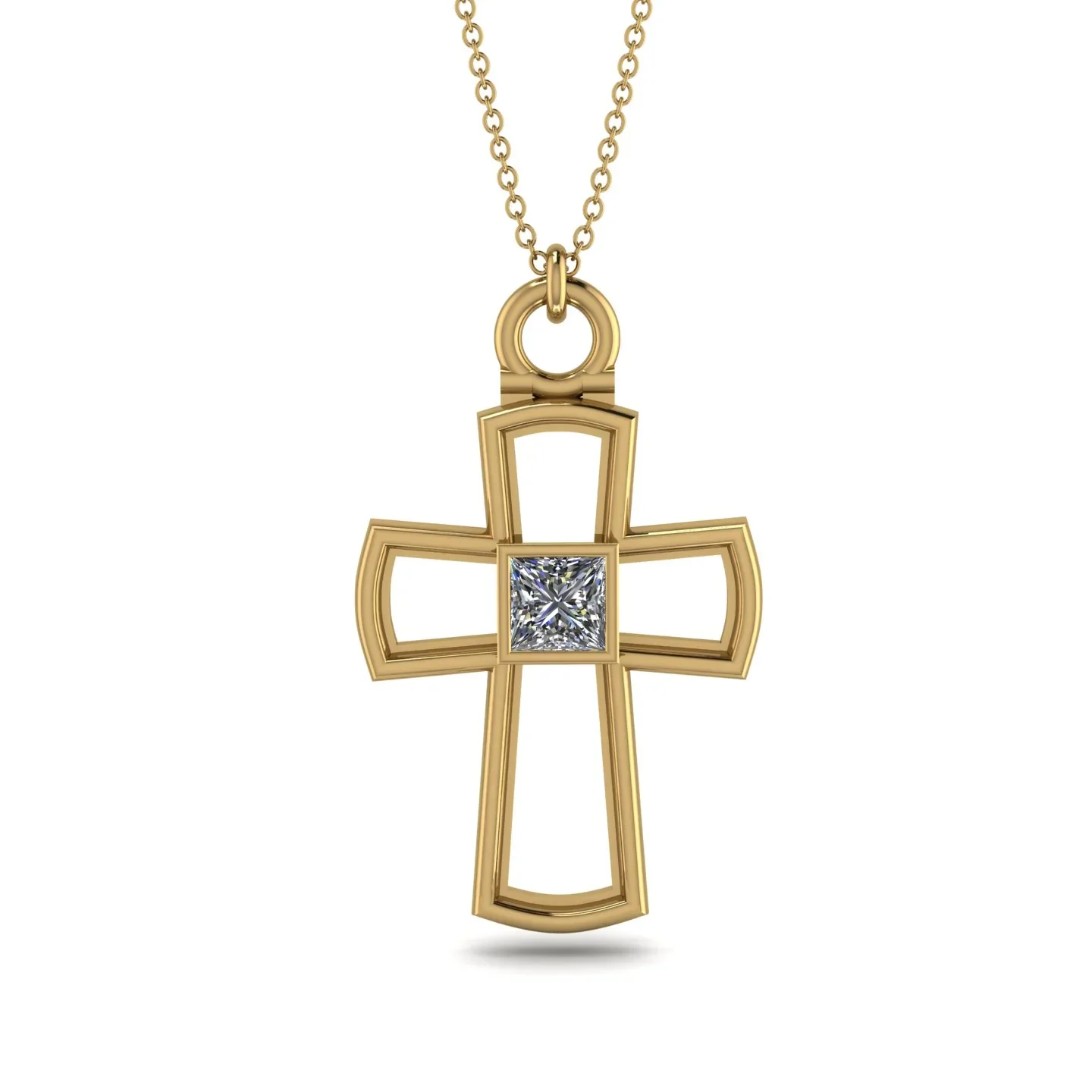 Image of Minimalist Empty Diamond Cross Necklace - Cameron No. 1