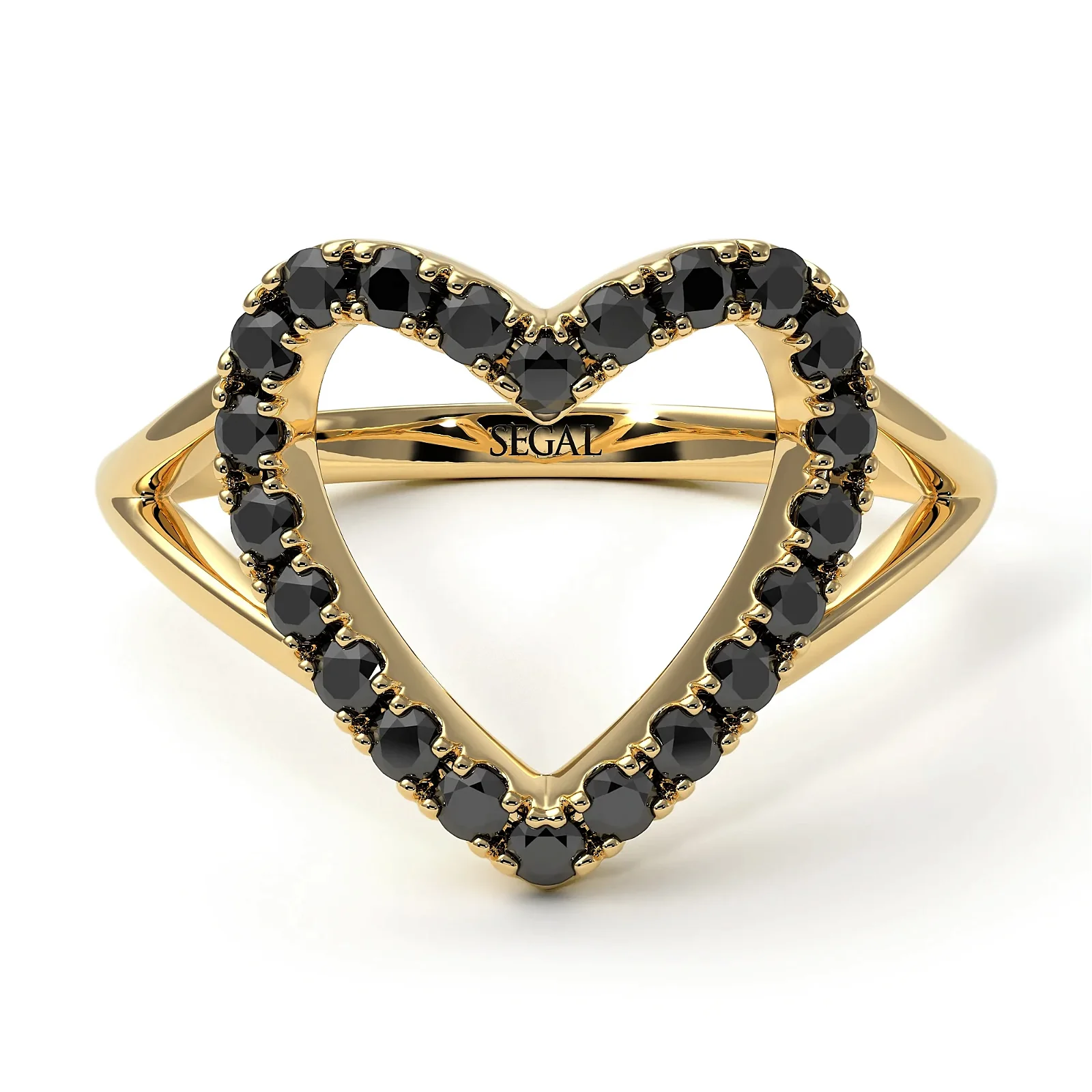Image of Split Shank Heart Black Diamond Ring - Delaney No. 7
