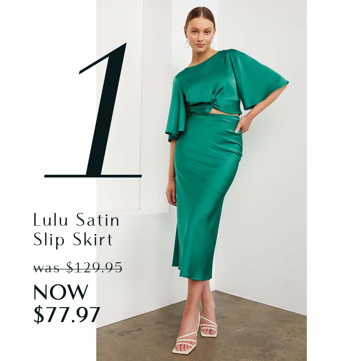 2. Lulu Satin Slip Skirt  was $129.95 NOW $77.97