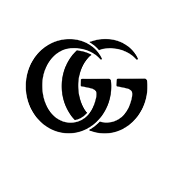 A white square with a black Double G logo inside representing the Gucci App icon.