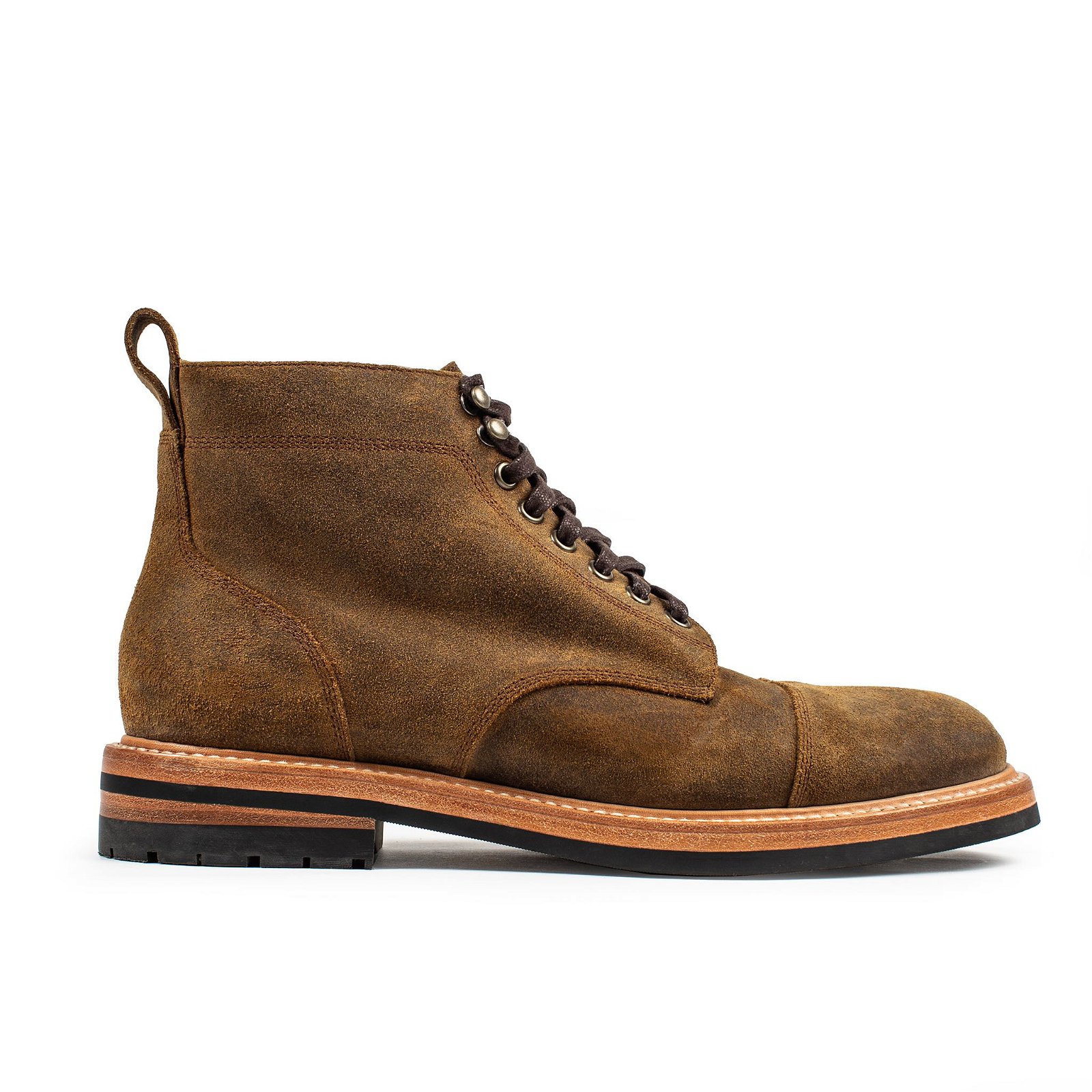 Image of The Moto Boot in Golden Brown Waxed Suede
