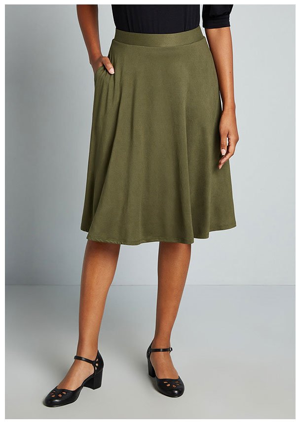 Excellence Attained Knit A-Line Skirt - Green