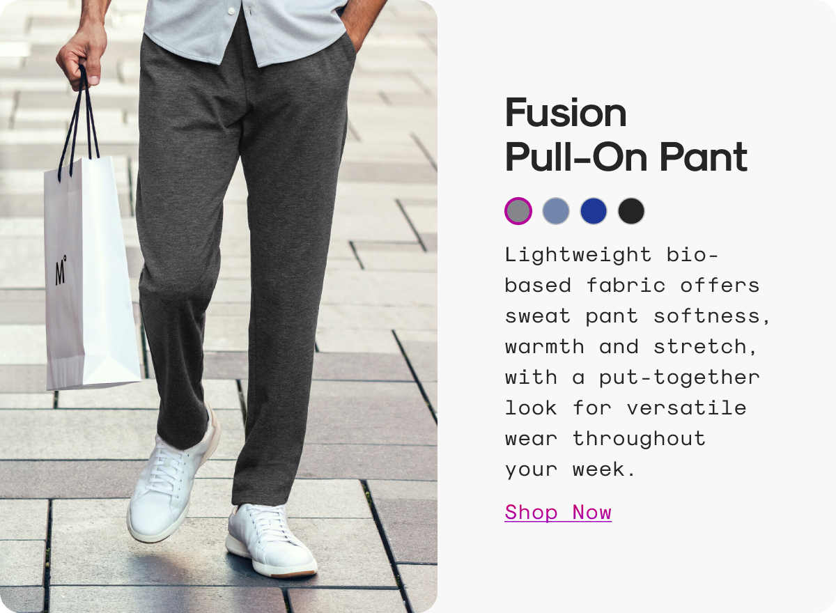 Fusion Pull-On Pant: Lightweight bio-based fabric offers sweat pant softness, warmth and stretch, with a put-together look for versatile wear throughout your week.