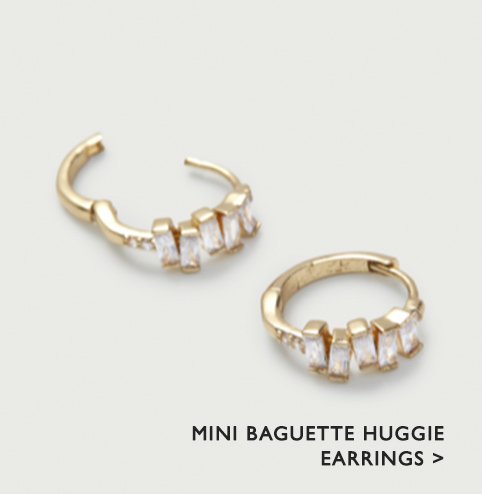 Mini Baguette Huggie Earrings