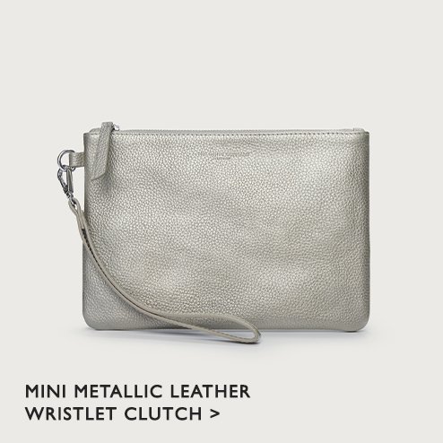 Mini Metallic Leather Wristlet Clutch