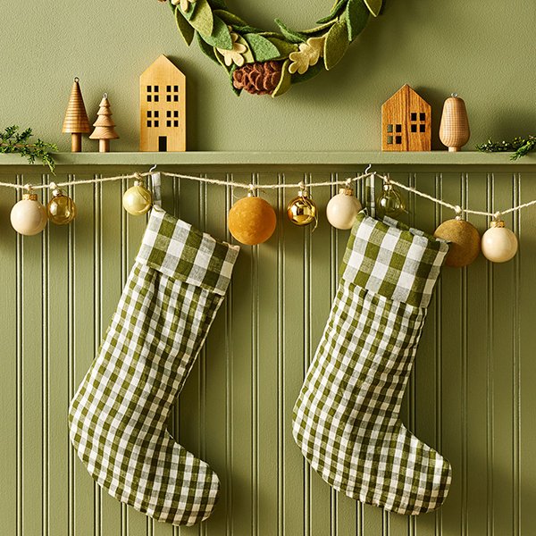 Gingham Linen Holiday Stockings