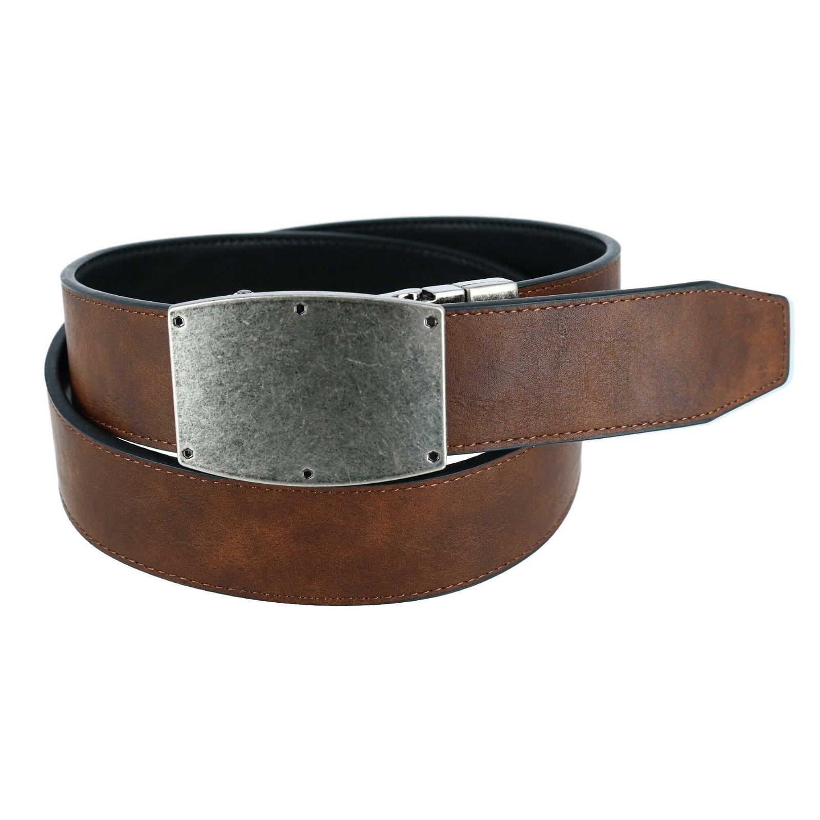 Image of CTM® Men's Reversible Belt with Casual Plaque Buckle