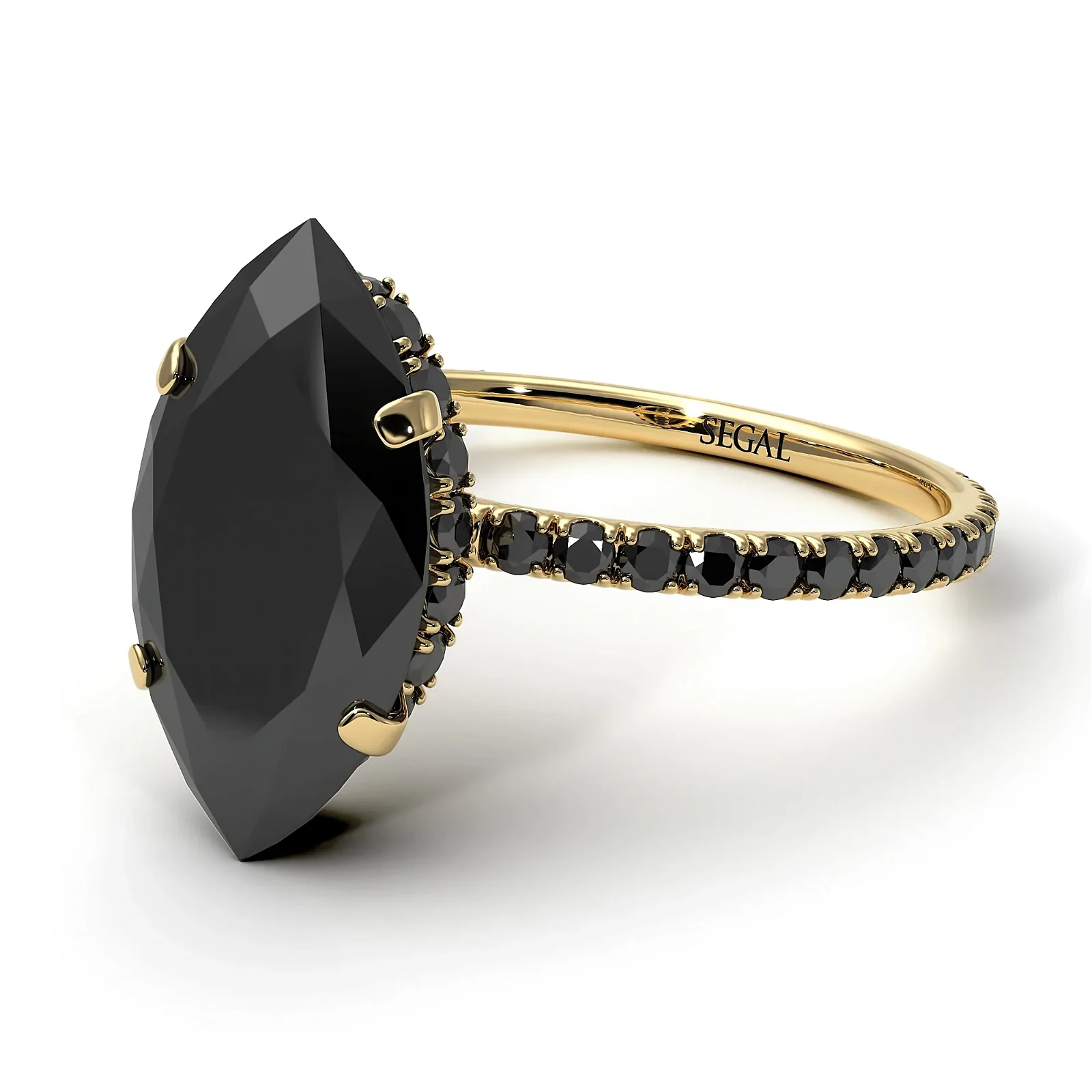 Image of Hidden Halo Marquise Black Diamond Engagement Ring - Journey No. 37