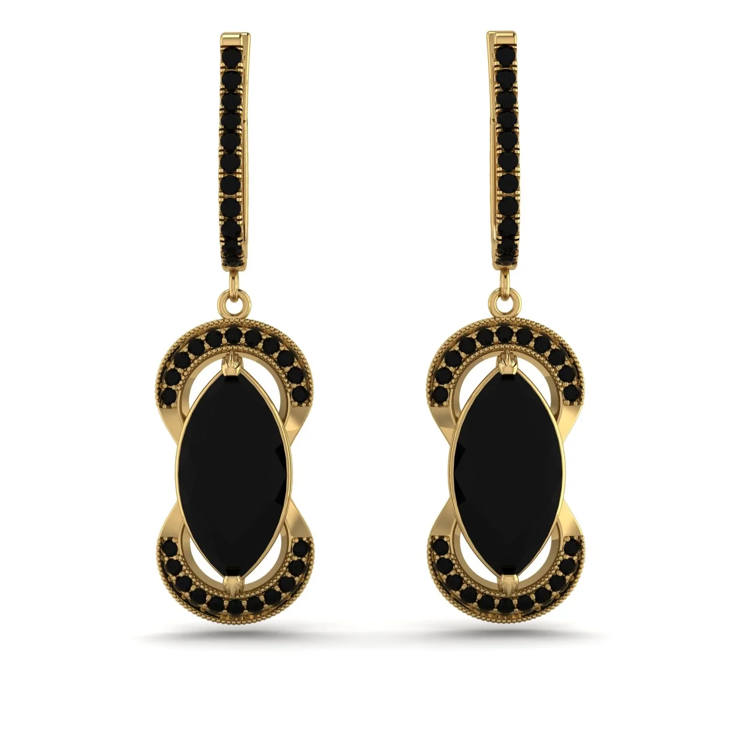 Image of Marquise Vintage Black Diamond Earrings - Marley No. 37