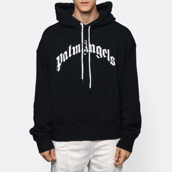 Black & White Curved Logo Pullover Hoodie