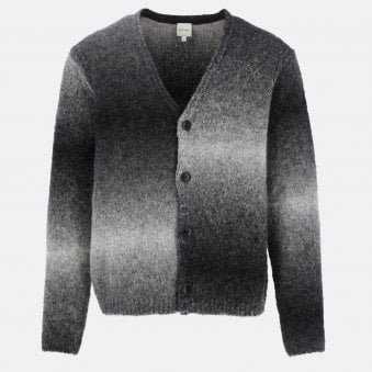 Black Gradient Wool Knitted Cardigan