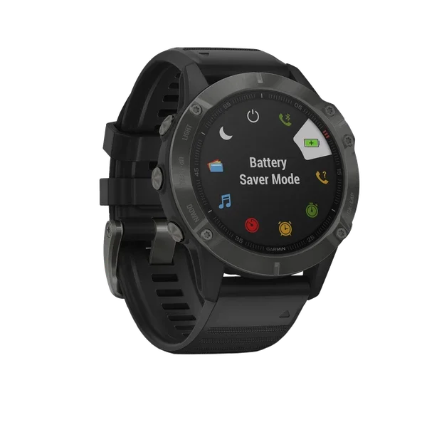 Fenix 6X Sapphire Carbon Gray DLC w/Black Band, GPS-klokke med pulsmåling