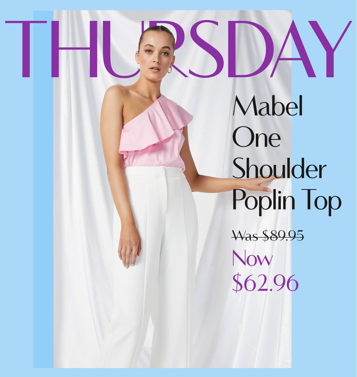 Mabel One Shoulder Poplin Top Was $89.95 Now $62.96