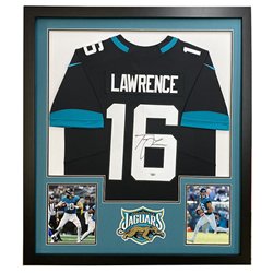 Trevor Lawrence Autographed Signed Jacksonville Jaguars Deluxe Framed Black #16 Nike Jersey - Fanatics Authentic
