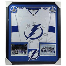 2020 & 2021 Tampa Bay Lightning Championship Team Autographed Signed Deluxe Framed Jersey - Certified Authentic
