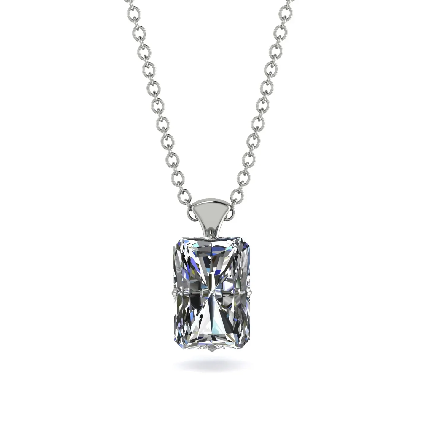 Image of Hidden Halo Emerald Cut Diamond Necklace - Vanessa No. 63
