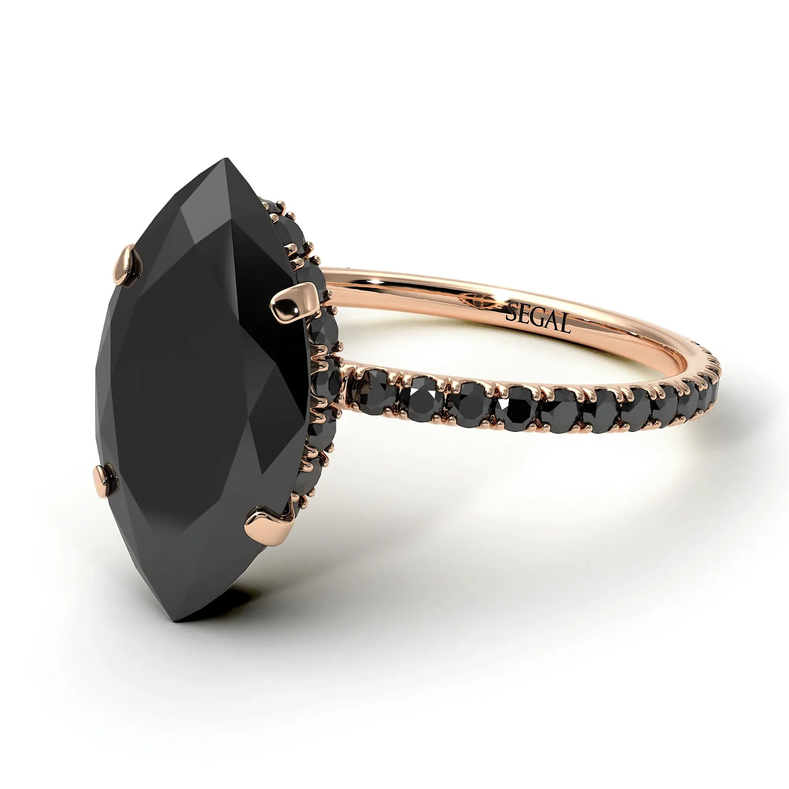 Image of Hidden Halo Marquise Black Diamond Engagement Ring - Journey No. 38