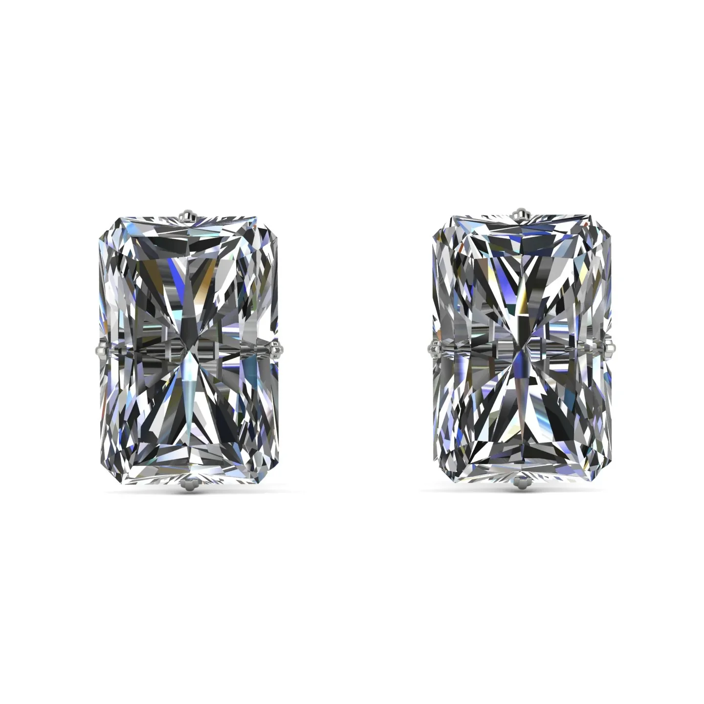 Image of Hidden Halo Emerald Cut Diamond Earrings  - Vanessa No. 63