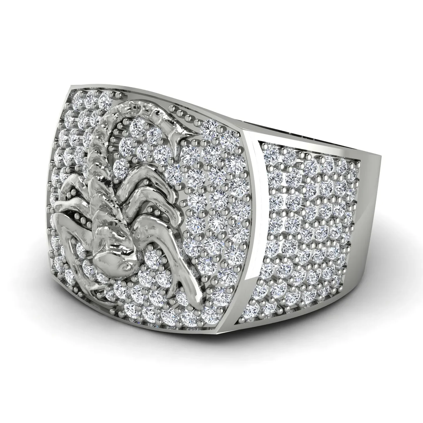 Image of Scorpion Men Diamond Signet Ring - Sean No. 3