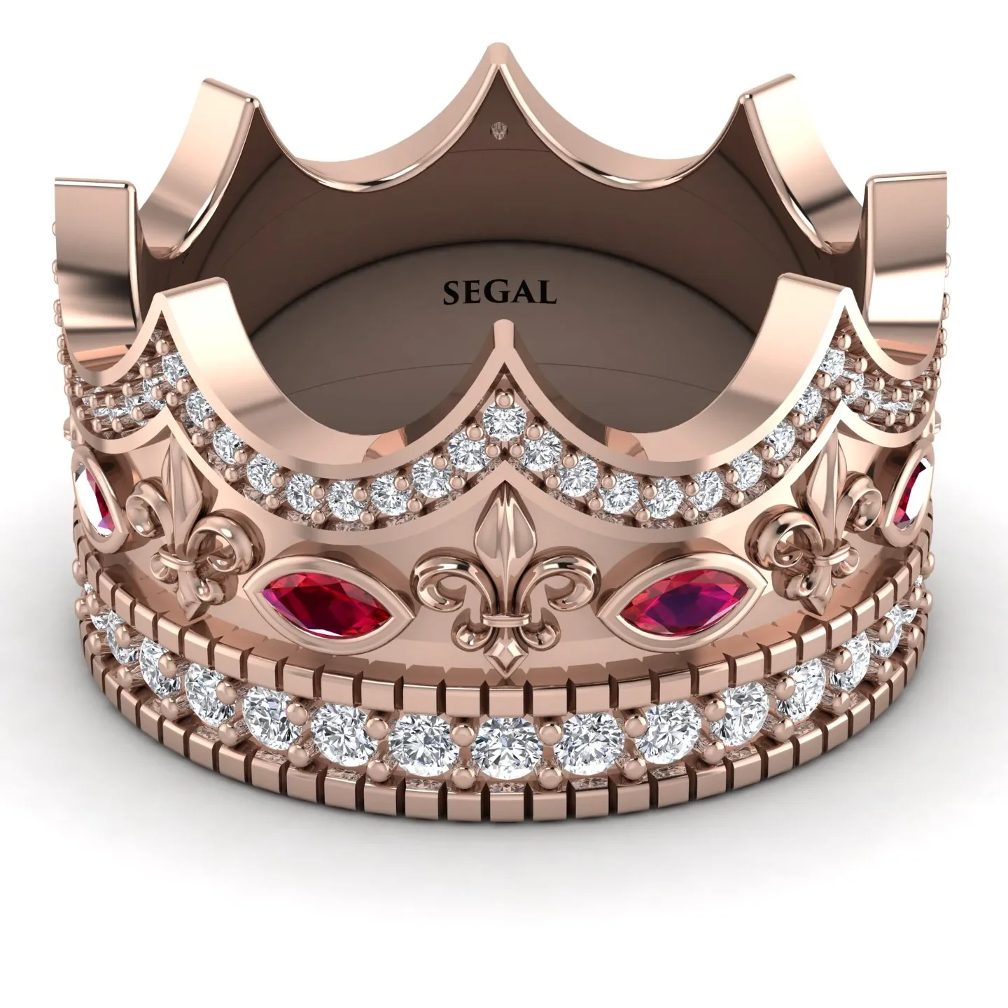 Image of Royal Diamond Crown Ring For Men - Harold No. 11