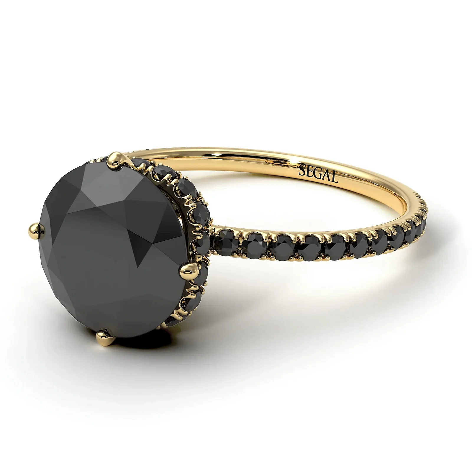 Image of Double Hidden Halo Black Diamond Engagement Ring - Angelina No. 37