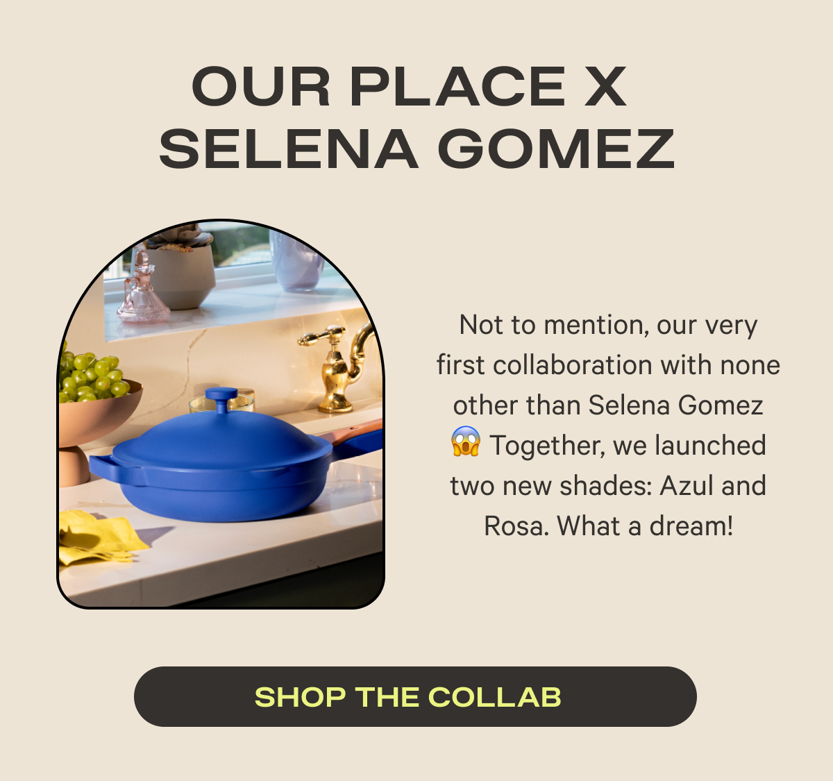 Our Place x Selena Gomez | Not to mention, our very first collaboration with none other than Selena Gomez 😱 Together, we launched two new shades: Azul and Rosa. What a dream!