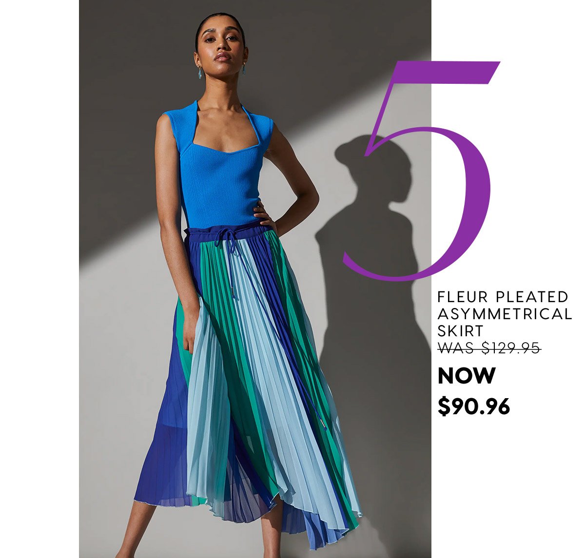 Fleur Pleated Asymmetrical Skirt WAS $129.95 NOW  $90.96