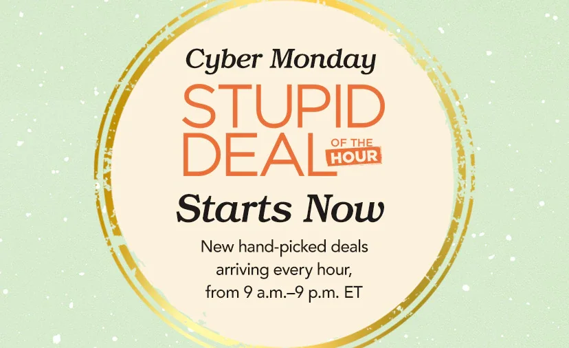 Cyber Monday Stupid Deal of the Hour Starts Now. New hand-picked deals arriving every hour, from 9 a.m.-9 p.m. ET. Today Only. Shop.