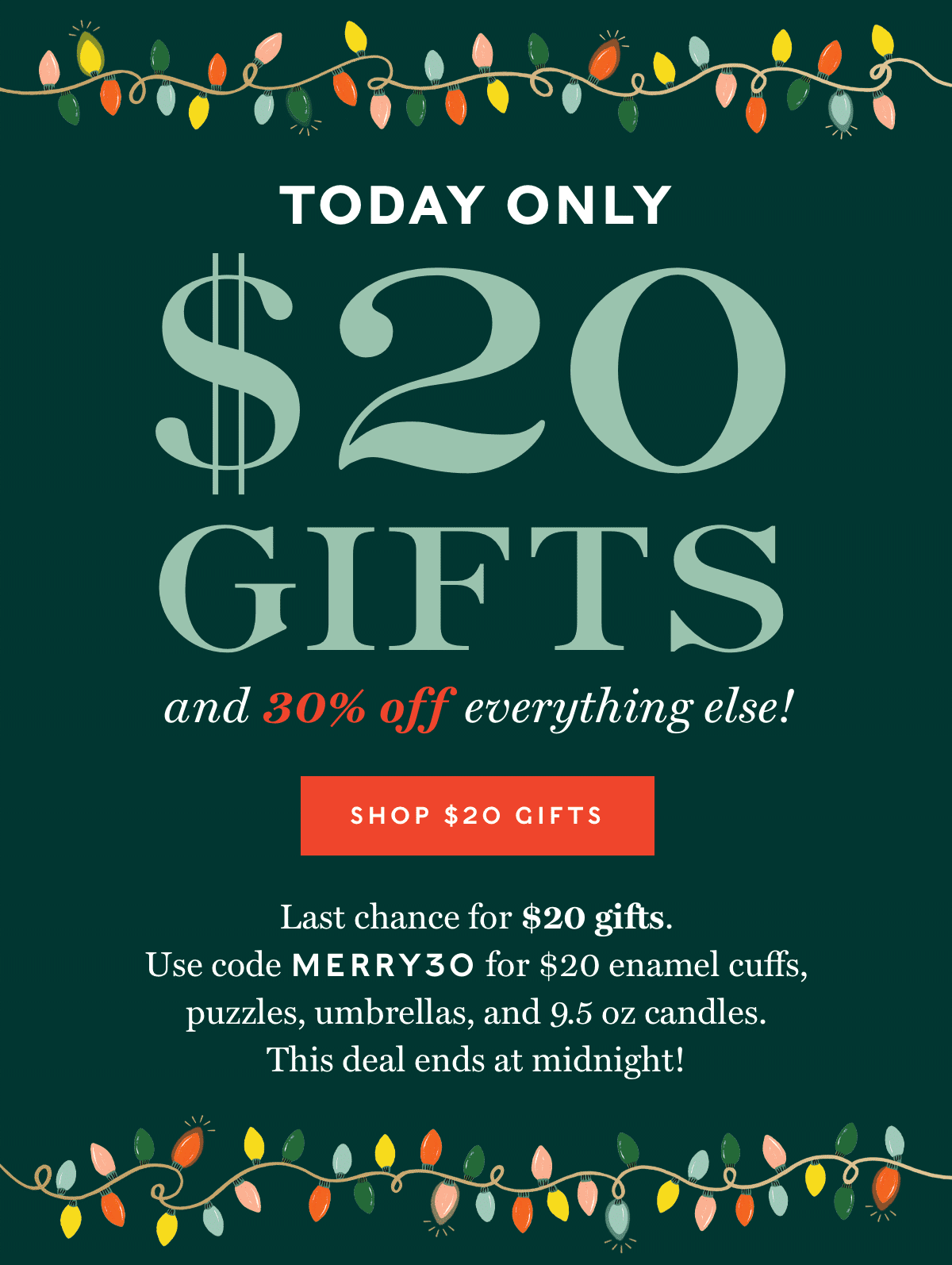 $20 Gifts today only. Shop now