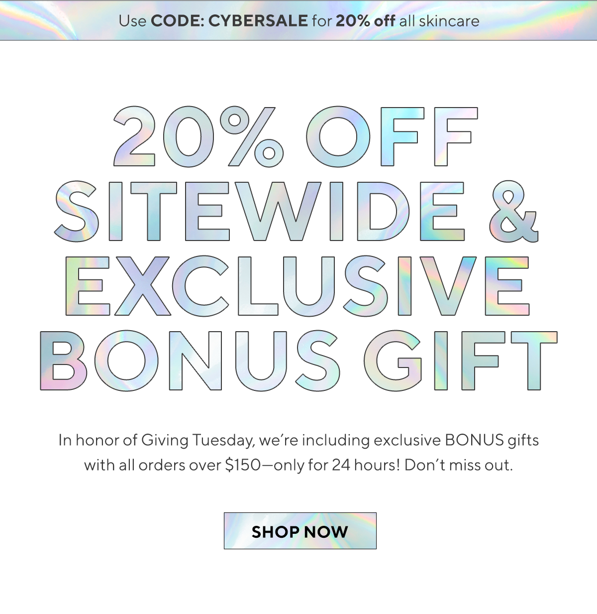 20% off sitewide + exclusive bonus gift!