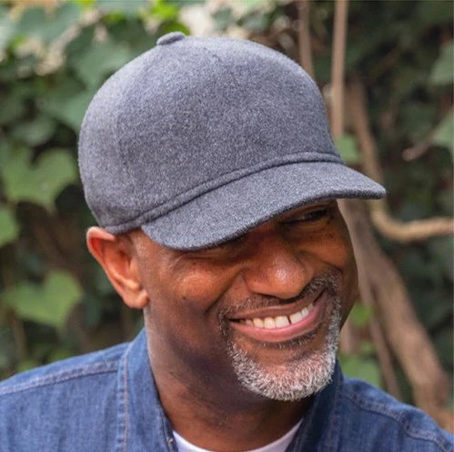 man in a gray baseball cap