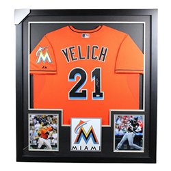 Christian Yelich Autographed Signed Miami Marlins Deluxe Framed Jersey - MLB Authentic
