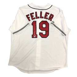 Bob Feller Autographed Signed Cleveland Indians White #19 Jersey with 40 Triple Crown Inscription - PSA/DNA Authentic
