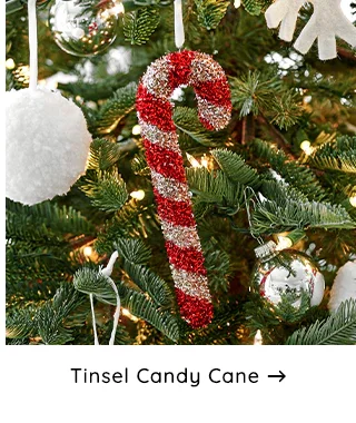 TINSEL CANDY CANE ORNAMENT