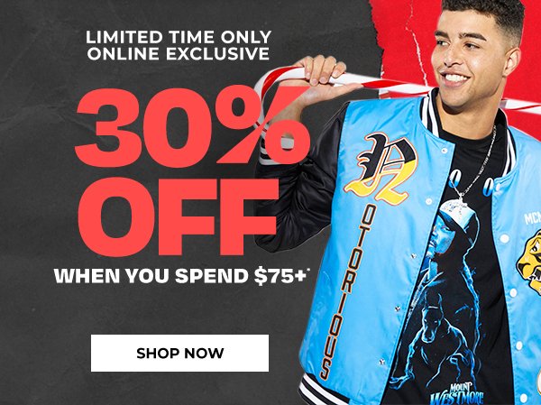 30% off when you spend $75+