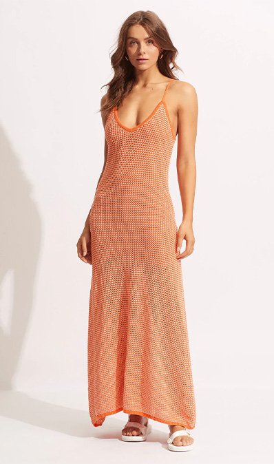 Sunray Knit Dress - Mandarin
