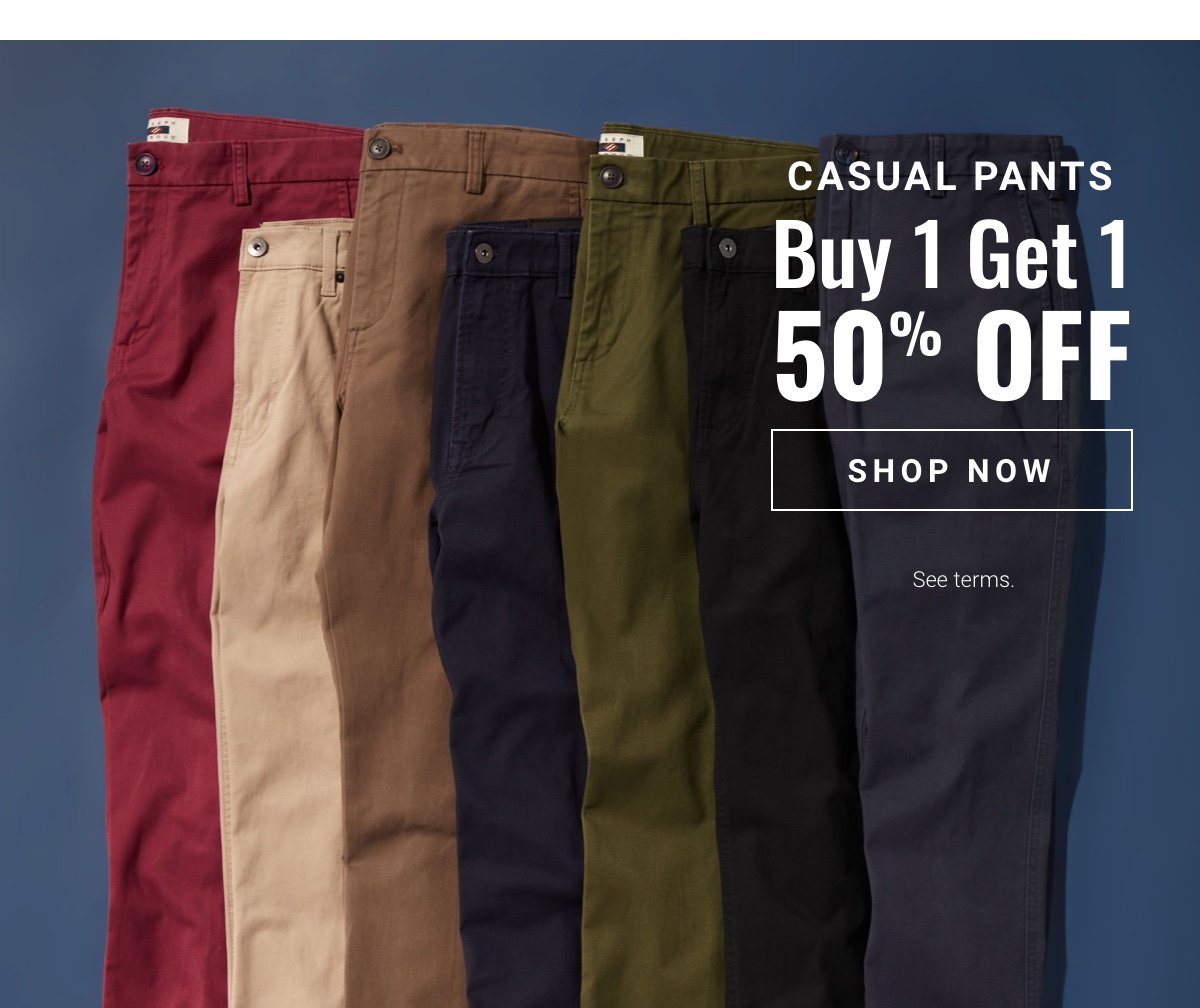Shop buy one get one 50 percent off casual pants
