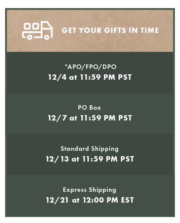 Get your gifts in time