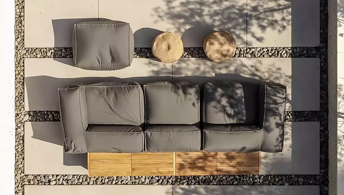 3-Piece Outdoor Sofa Set with Ottoman by David Di Meco Design for Spazio.